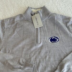Collars & Co Men’s Merino Wool 1/2 Zip Sweater with Penn State Logo Size L